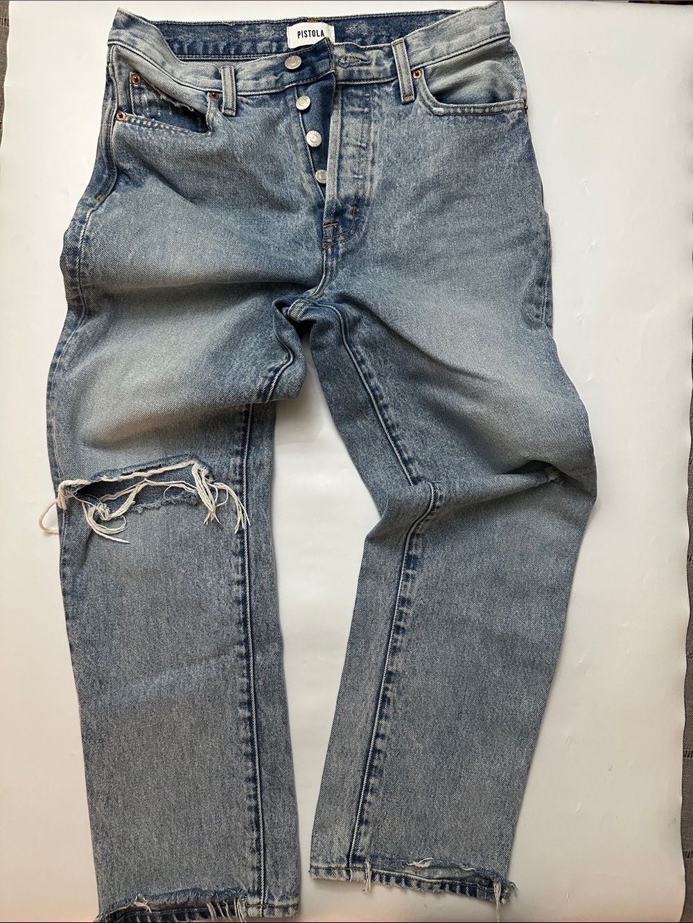 pistola women Light Blue Straight Distressed Jeans